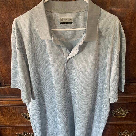 Men's Size XXL "PGA Tour" SS Polo Style Shirt Sky Blue with Soft Pattern - Picture 1 of 7
